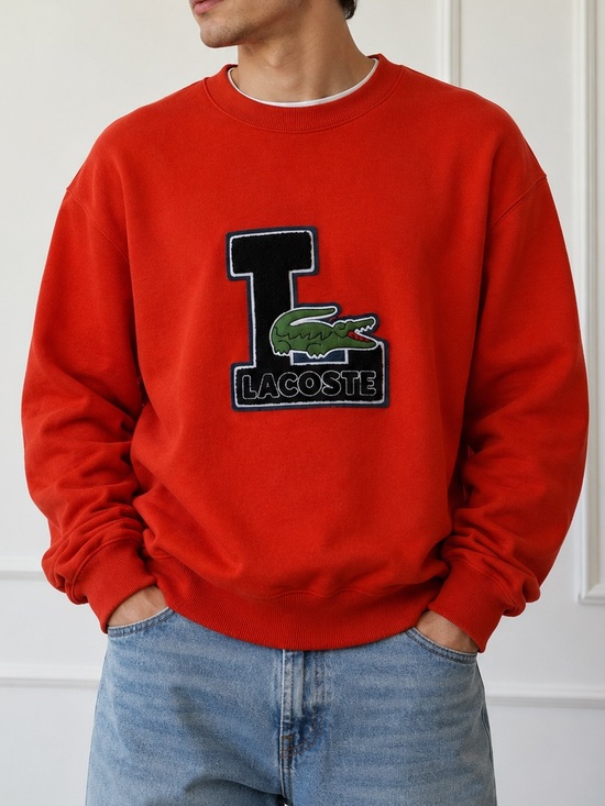 Lacoste Other - Lacoste Orange-Red Crewneck with Croc Patch